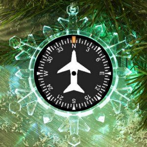 Airplane Gauge Snowflake Blinks Lit Holiday Christmas Tree Ornament